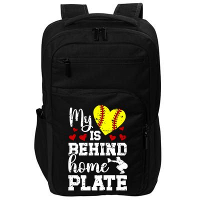 Behind Home Plate Softball Catcher Mom Softball Catcher Mama Cool Gift Impact Tech Backpack