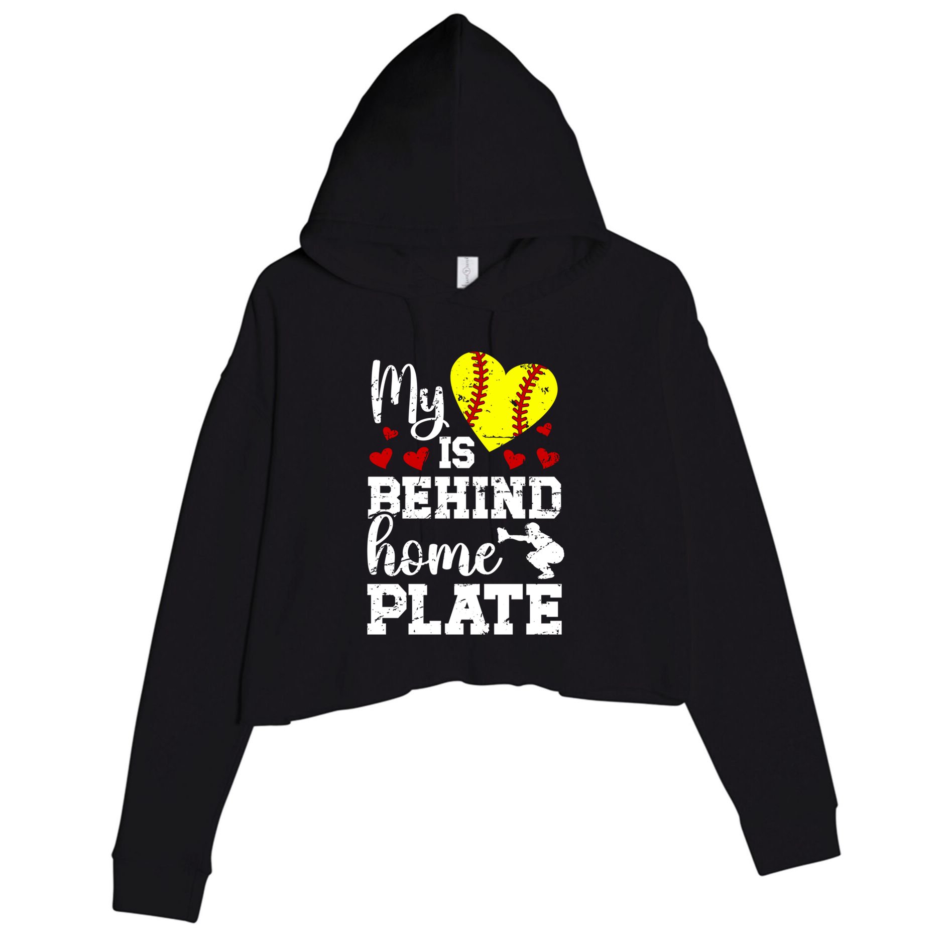 Behind Home Plate Softball Catcher Mom Softball Catcher Mama Cool Gift Crop Fleece Hoodie
