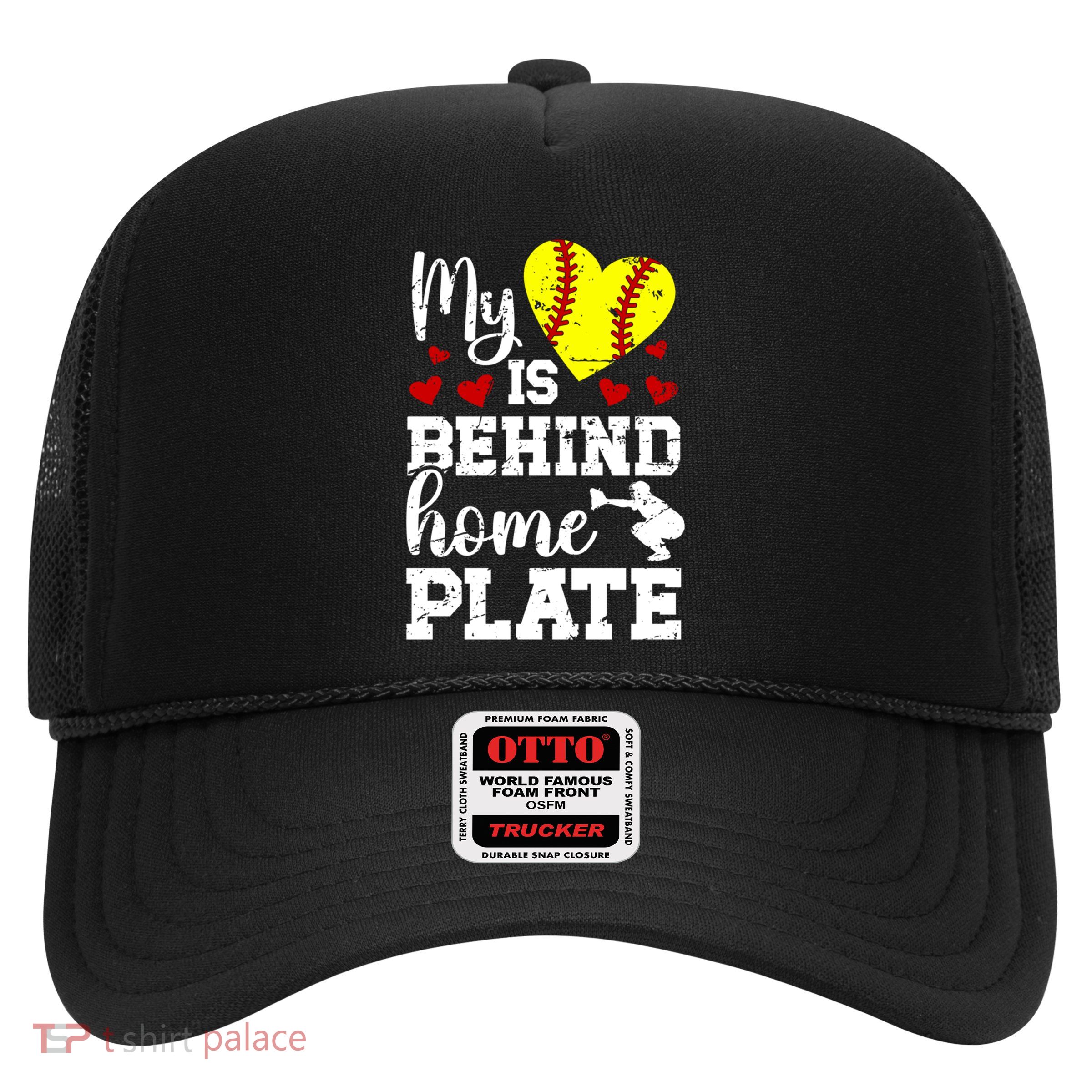 Behind Home Plate Softball Catcher Mom Softball Catcher Mama Cool Gift Trucker Hat