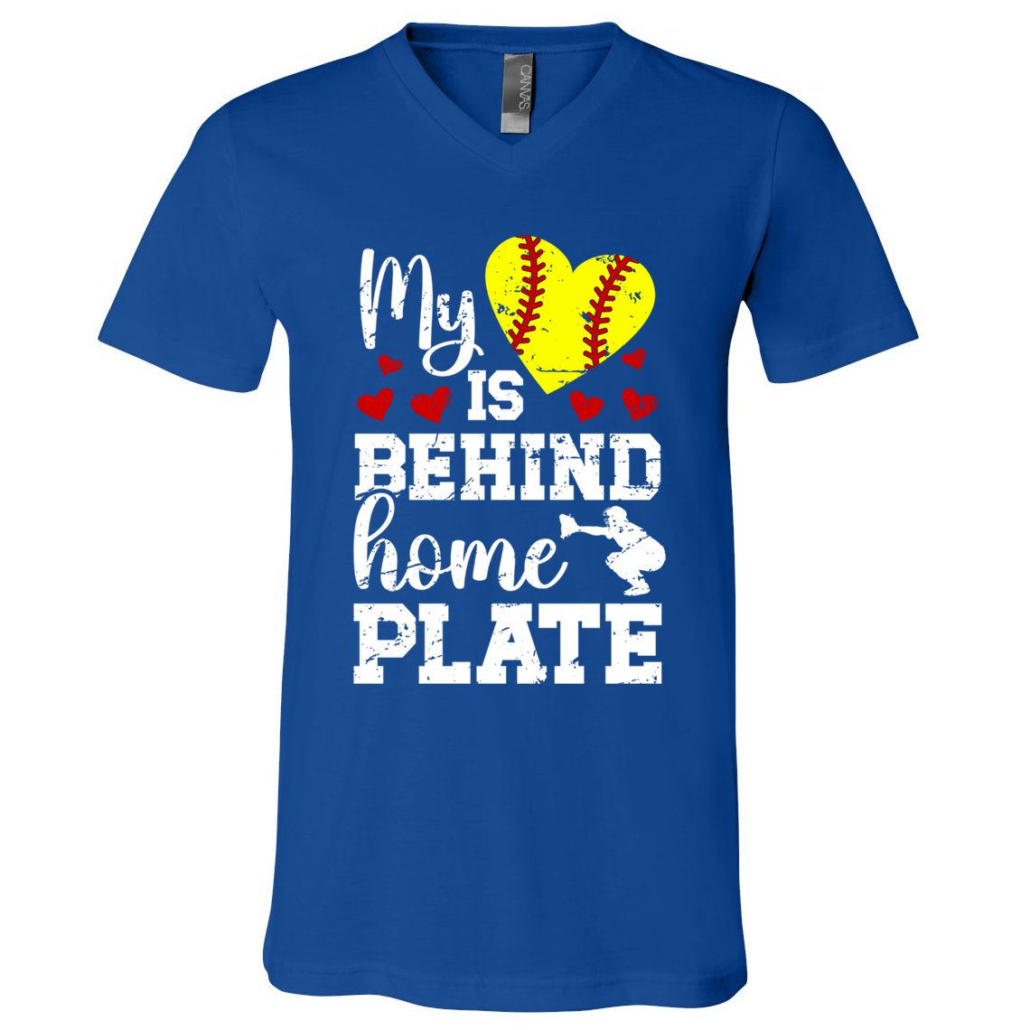 Behind Home Plate Softball Catcher Mom Softball Catcher Mama Cool Gift V-Neck T-Shirt