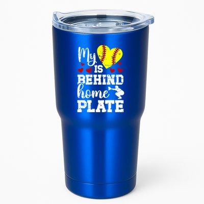 Behind Home Plate Softball Catcher Mom Softball Catcher Mama Cool Gift Tumbler