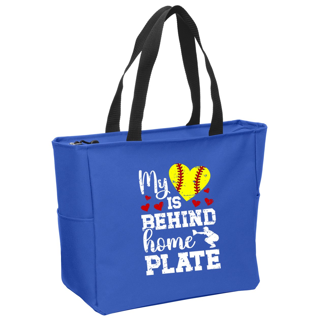 Behind Home Plate Softball Catcher Mom Softball Catcher Mama Cool Gift Zip Tote Bag