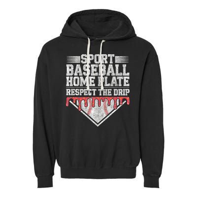 Baseball Home Plate Drip For Who Respect The Drip Ice Cream Garment-Dyed Fleece Hoodie