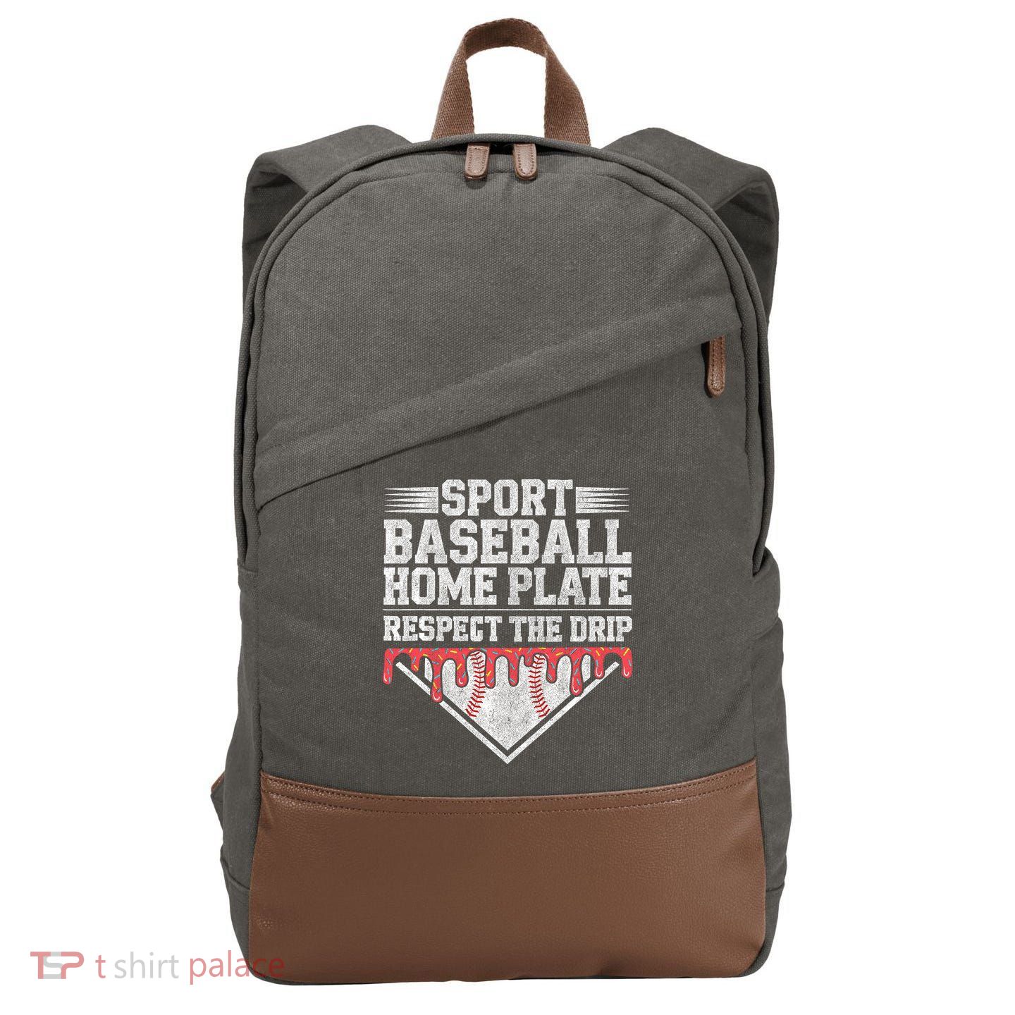 Baseball Home Plate Drip For Who Respect The Drip Ice Cream Cotton Canvas Backpack