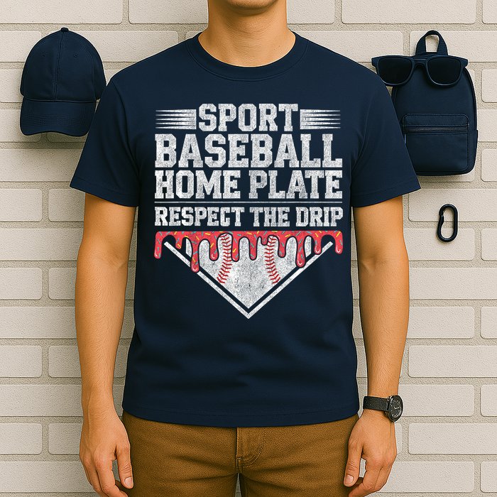 Baseball Home Plate Drip For Who Respect The Drip Ice Cream T-Shirt