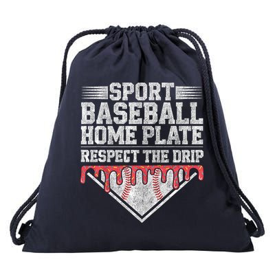 Baseball Home Plate Drip For Who Respect The Drip Ice Cream Drawstring Bag