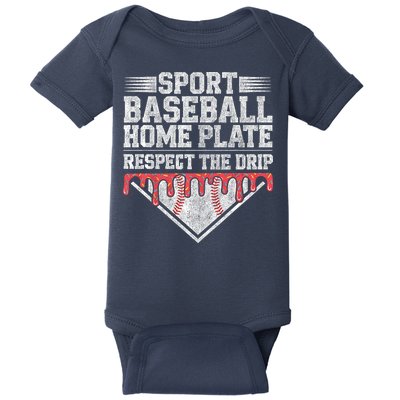 Baseball Home Plate Drip For Who Respect The Drip Ice Cream Baby Bodysuit