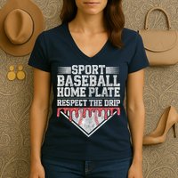 Baseball Home Plate Drip For Who Respect The Drip Ice Cream Women's V-Neck T-Shirt