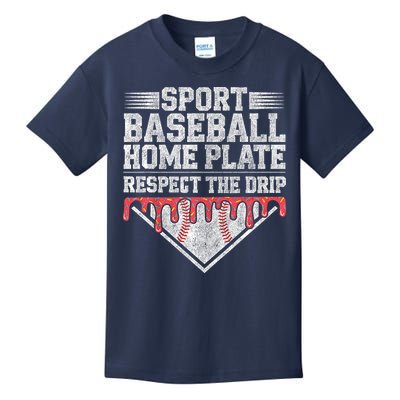 Baseball Home Plate Drip For Who Respect The Drip Ice Cream Kids T-Shirt