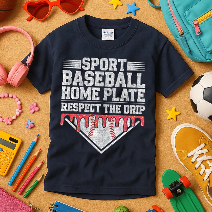 Baseball Home Plate Drip For Who Respect The Drip Ice Cream Kids T-Shirt