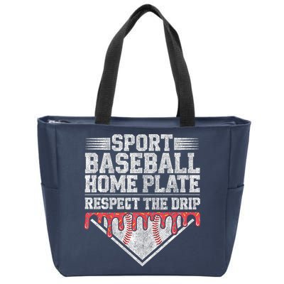 Baseball Home Plate Drip For Who Respect The Drip Ice Cream Zip Tote Bag