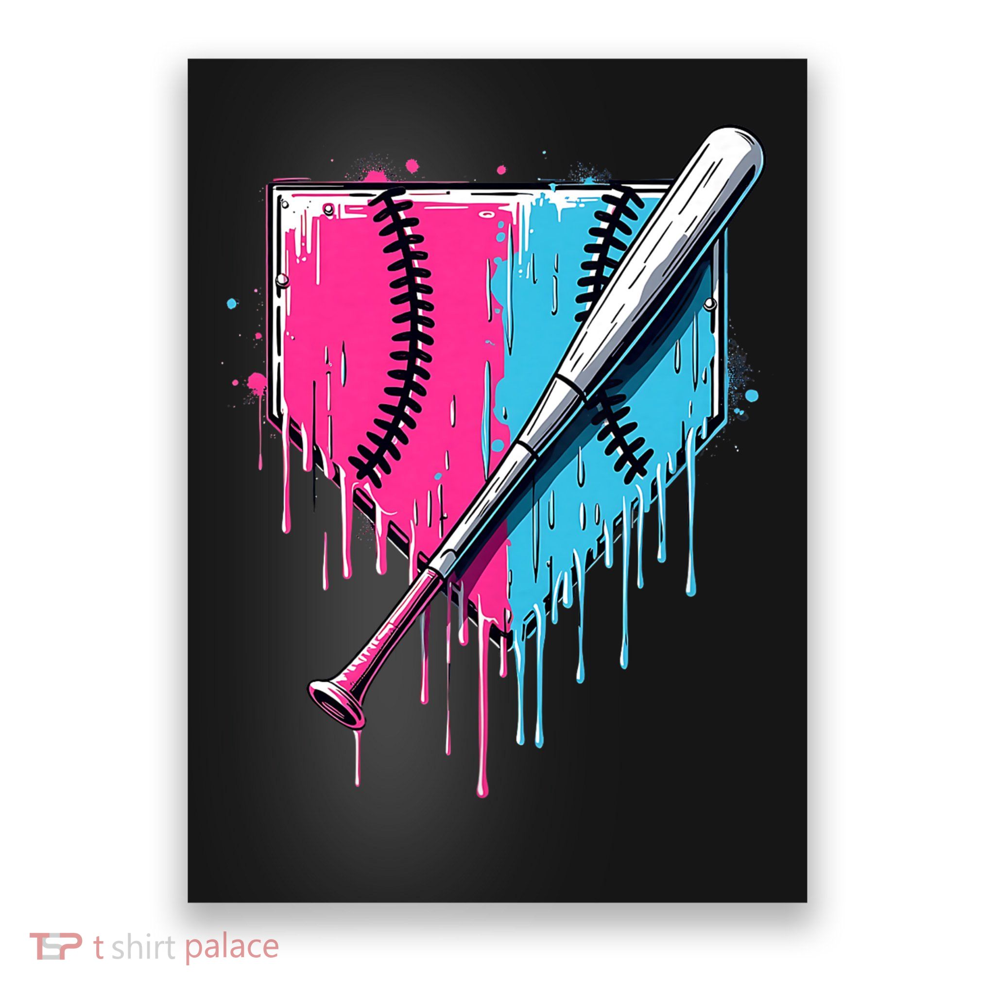 Baseball Home Plate Drip With Sprinkles Drip Ice Cream Bat Poster