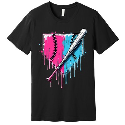 Baseball Home Plate Drip With Sprinkles Drip Ice Cream Bat Premium T-Shirt