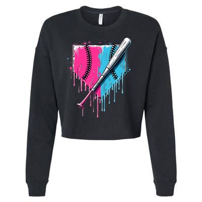 Baseball Home Plate Drip With Sprinkles Drip Ice Cream Bat Cropped Pullover Crew