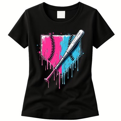 Baseball Home Plate Drip With Sprinkles Drip Ice Cream Bat Womens T-Shirt
