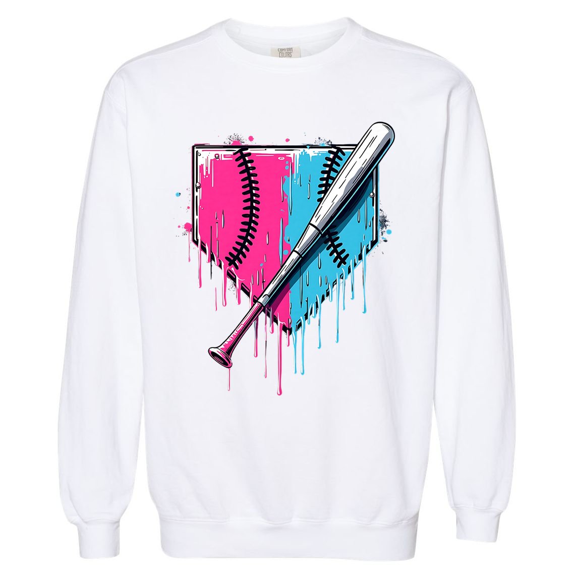 Baseball Home Plate Drip With Sprinkles Drip Ice Cream Bat Garment-Dyed Sweatshirt
