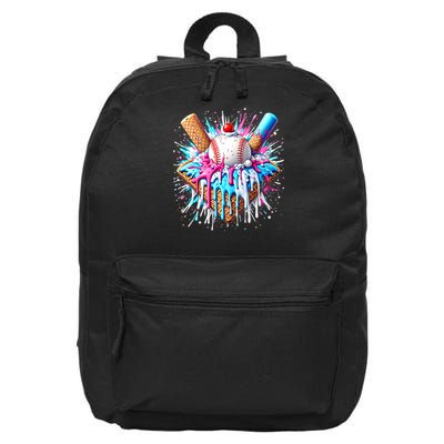 Baseball Home Plate Ice Cream Drip Fun Sports Lover 16 in Basic Backpack