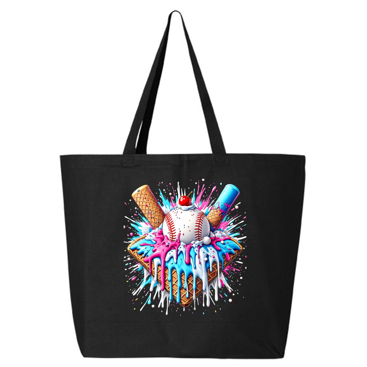 Baseball Home Plate Ice Cream Drip Fun Sports Lover 25L Jumbo Tote