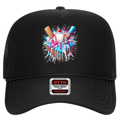 Baseball Home Plate Ice Cream Drip Fun Sports Lover Trucker Hat
