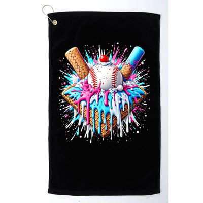 Baseball Home Plate Ice Cream Drip Fun Sports Lover Golf Towel