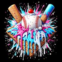 Baseball Home Plate Ice Cream Drip Fun Sports Lover Women's V-Neck T-Shirt