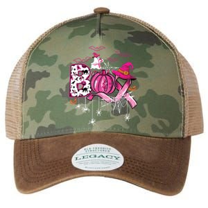 Boo Halloween Pumpkin Ribbon Witch Breast Cancer Legacy Tie Dye Trucker Hat