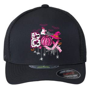 Boo Halloween Pumpkin Ribbon Witch Breast Cancer Flexfit Unipanel Trucker Cap