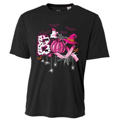 Boo Halloween Pumpkin Ribbon Witch Breast Cancer Cooling Performance Crew T-Shirt