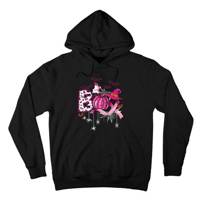 Boo Halloween Pumpkin Ribbon Witch Breast Cancer Hoodie