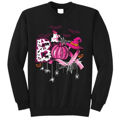 Boo Halloween Pumpkin Ribbon Witch Breast Cancer Sweatshirt