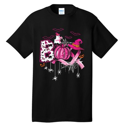 Boo Halloween Pumpkin Ribbon Witch Breast Cancer Tall T-Shirt