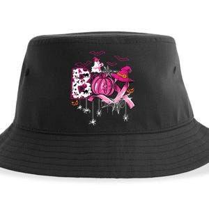 Boo Halloween Pumpkin Ribbon Witch Breast Cancer Sustainable Bucket Hat