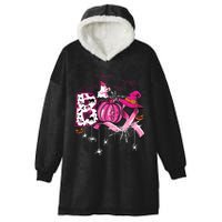 Boo Halloween Pumpkin Ribbon Witch Breast Cancer Hooded Wearable Blanket