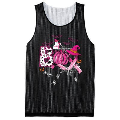 Boo Halloween Pumpkin Ribbon Witch Breast Cancer Mesh Reversible Basketball Jersey Tank