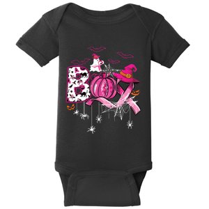 Boo Halloween Pumpkin Ribbon Witch Breast Cancer Baby Bodysuit