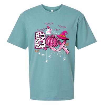 Boo Halloween Pumpkin Ribbon Witch Breast Cancer Sueded Cloud Jersey T-Shirt