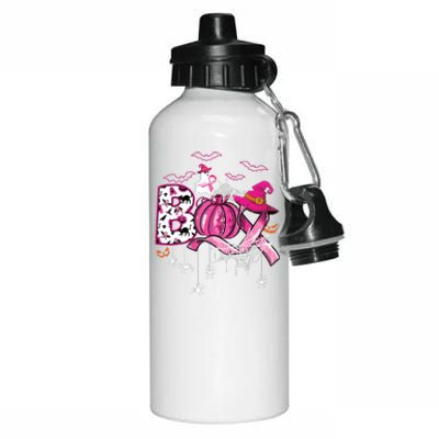 Boo Halloween Pumpkin Ribbon Witch Breast Cancer Aluminum Water Bottle