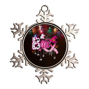 Boo Halloween Pumpkin Pink Ribbon Witch Breast Cancer Metallic Star Ornament