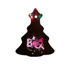 Boo Halloween Pumpkin Pink Ribbon Witch Breast Cancer Ceramic Tree Ornament