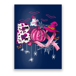 Boo Halloween Pumpkin Pink Ribbon Witch Breast Cancer Poster