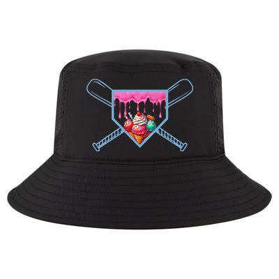B.A.S.E.B.A.L.L Home Plate Social Club For Boy Ice Cream Drip Cool Comfort Performance Bucket Hat