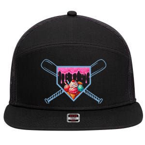 B.A.S.E.B.A.L.L Home Plate Social Club For Boy Ice Cream Drip 7 Panel Mesh Trucker Snapback Hat