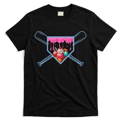 B.A.S.E.B.A.L.L Home Plate Social Club For Boy Ice Cream Drip T-Shirt