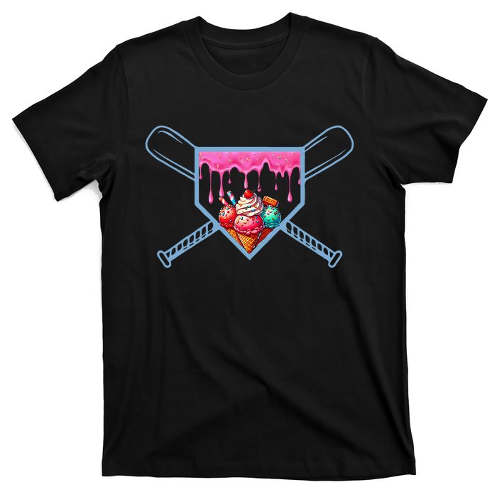 B.A.S.E.B.A.L.L Home Plate Social Club For Boy Ice Cream Drip T-Shirt