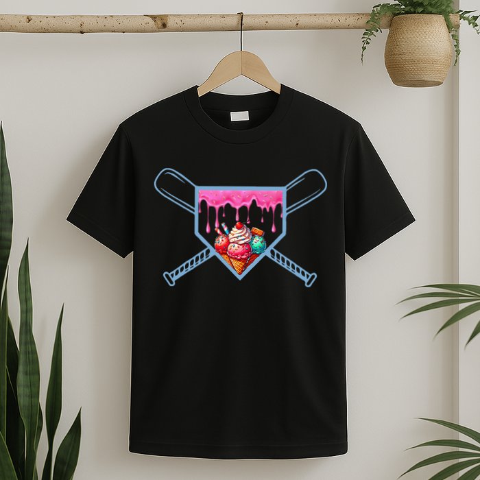 B.A.S.E.B.A.L.L Home Plate Social Club For Boy Ice Cream Drip T-Shirt