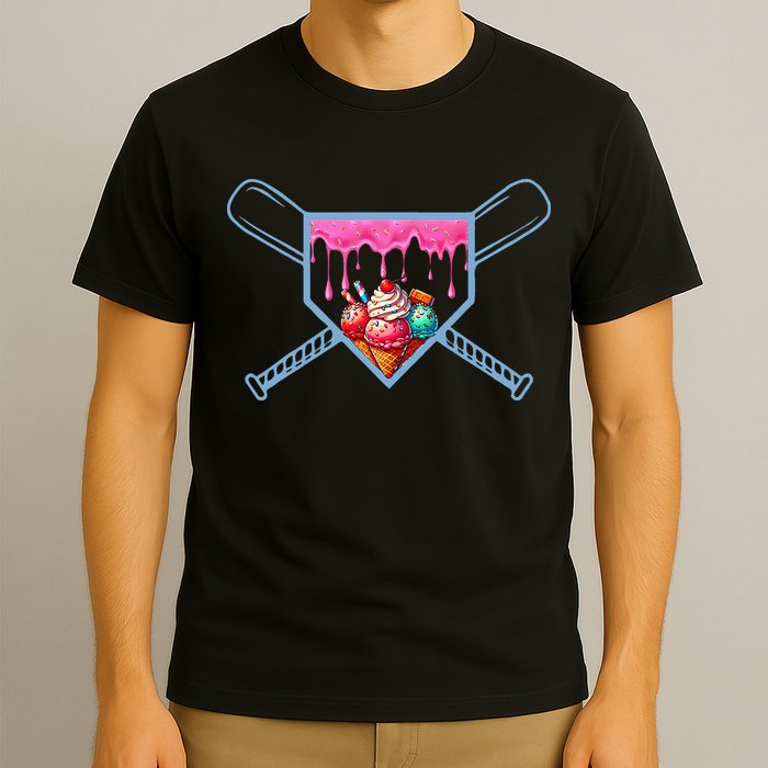 B.A.S.E.B.A.L.L Home Plate Social Club For Boy Ice Cream Drip T-Shirt
