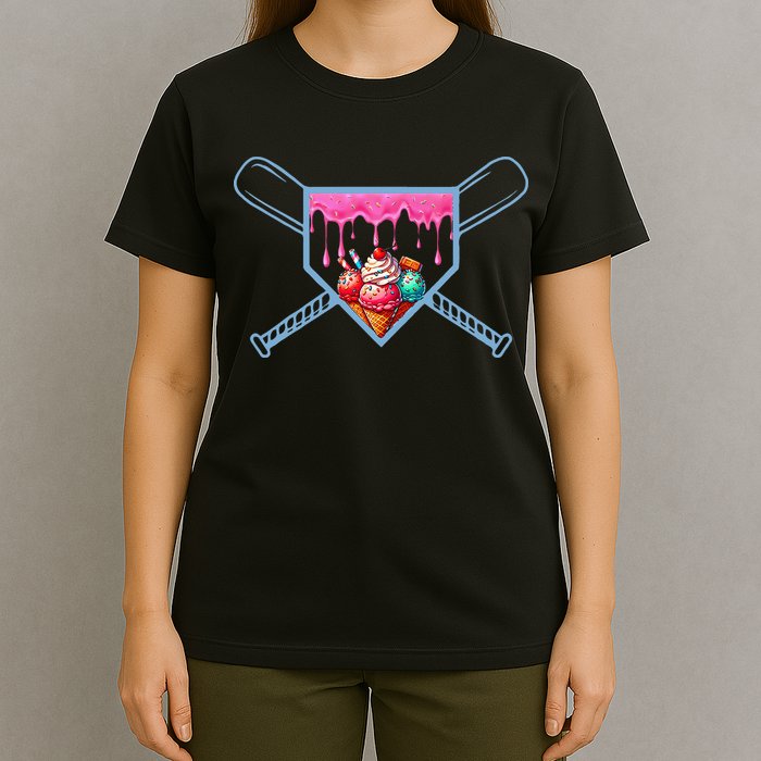 B.A.S.E.B.A.L.L Home Plate Social Club For Boy Ice Cream Drip T-Shirt