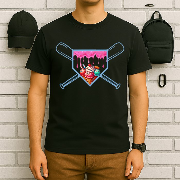B.A.S.E.B.A.L.L Home Plate Social Club For Boy Ice Cream Drip T-Shirt