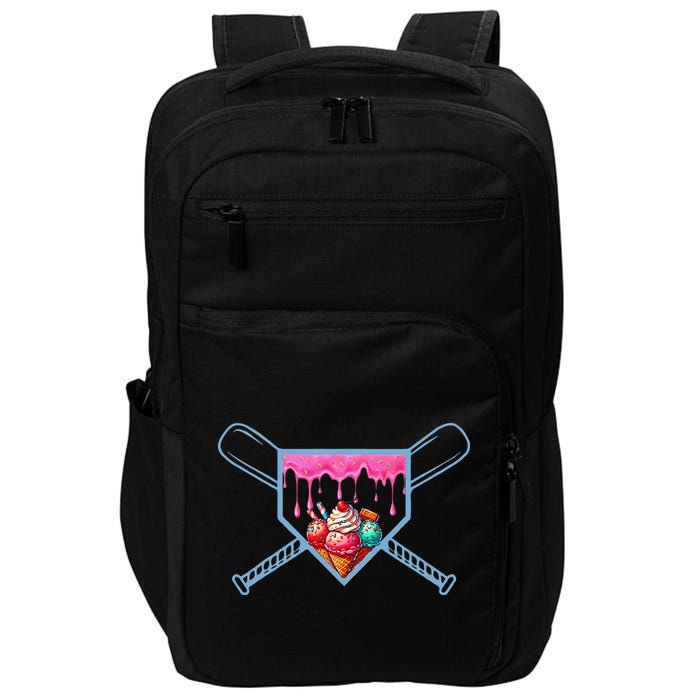 B.A.S.E.B.A.L.L Home Plate Social Club For Boy Ice Cream Drip Impact Tech Backpack