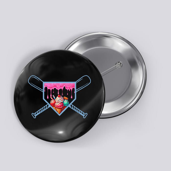 B.A.S.E.B.A.L.L Home Plate Social Club For Boy Ice Cream Drip Button